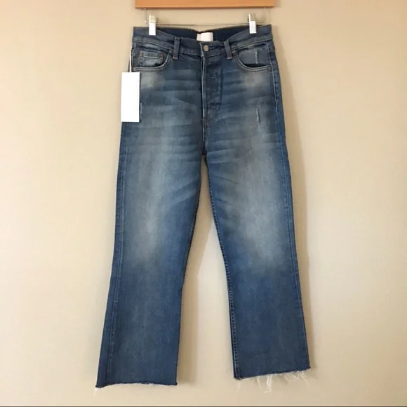 NEW BOYISH Brady High Rise Cropped Flare Blue Sz 31